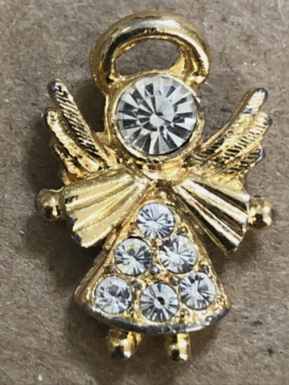 Vintage Camco Clear Rhinestone Gold Tone Metal Lapel Pin